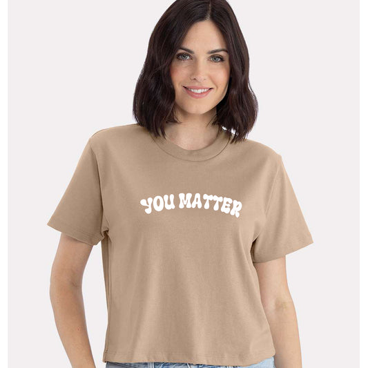 Boxy Cropped Tee - Soft Cotton Women's T-Shirt | Positive Message Graphic Crop Top