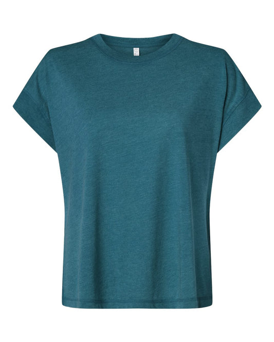 A teal-colored t-shirt with short sleeves, displayed against a white background.