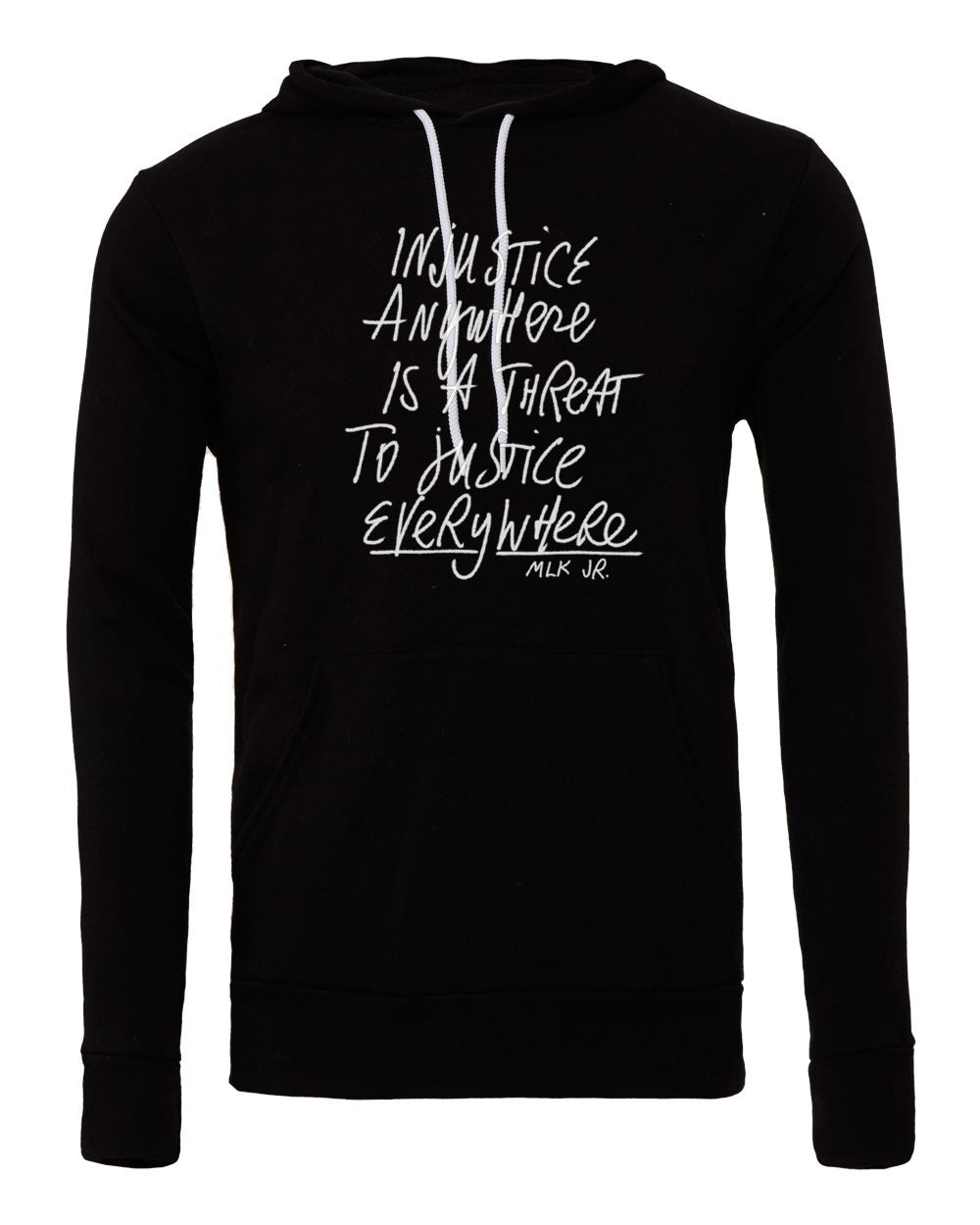 a black hoodie with white writing on it