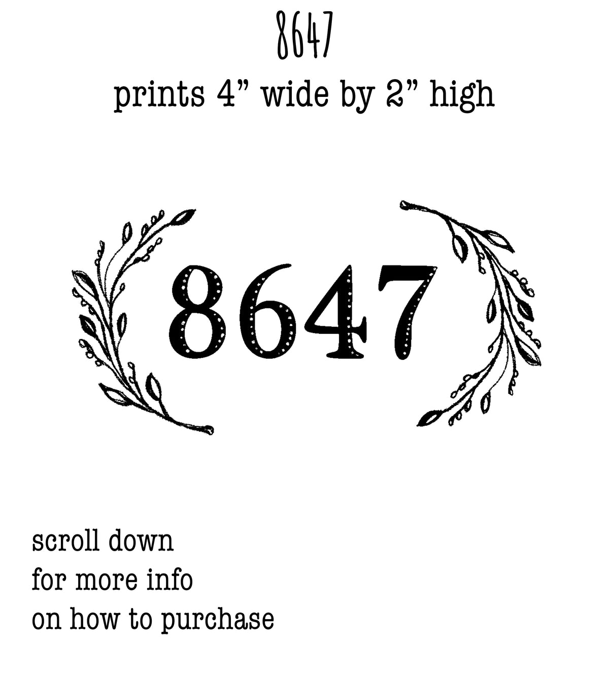 the number 86447, which is a four-digit number. The image also includes decorative elements, such as leaves and branches, surrounding the number.