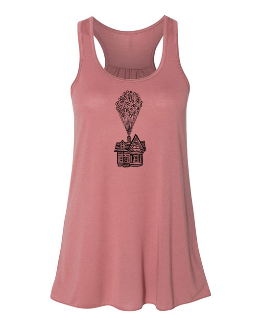 Women's Flowy Tank | Adventure Racerback Top With Soft Breathable Fabric & Eco Friendly Ink