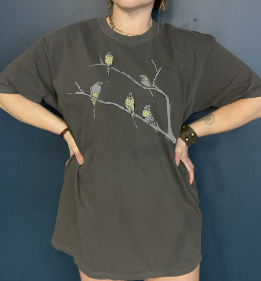 Parakeets Comfort Colors Garment Dyed Trendy Oversize Birds