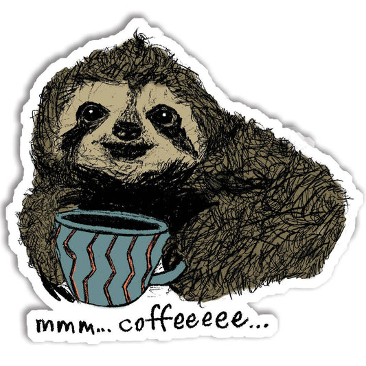Sticker - Coffee Sloth - Waterproof Vinyl 4in