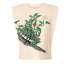 a t-shirt with a graphic design depicting a plant with green leaves and red peppers.