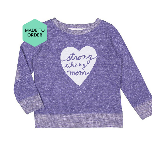 a purple shirt with a white heart on it