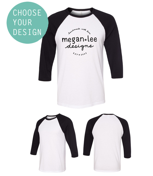 Baseball Tee Shirt - Custom Three Quarter Sleeve Baseball Style Shirt | Soft Cotton Tee