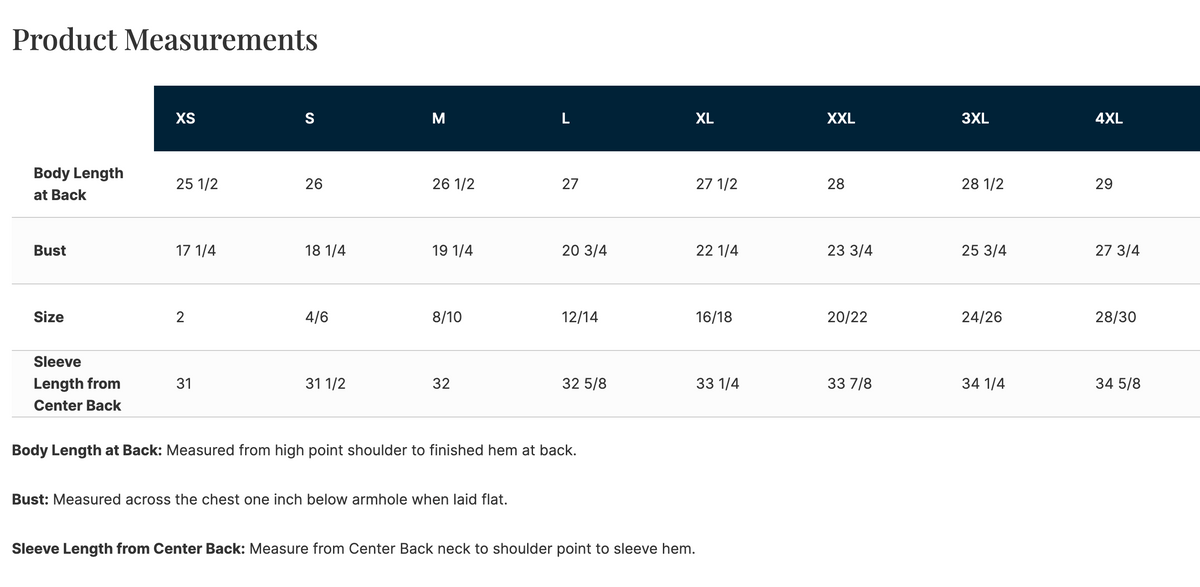 a table with measurements for various sizes and styles of clothing, including bust, waist, and sleeve length. The table provides the corresponding measurements for different body lengths, such as XS, S, M, L, XL, and XXL. The measurements are based on high and low shoulder measurements, which are used to determine the bust and sleeve length. The table is organized in a structured manner, with each size listed under a specific category and corresponding measurements provided.