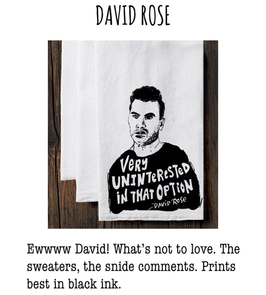 a black and white illustration of a man's face wearing a black shirt with the text "Very Uninterested in That Option" printed on it.