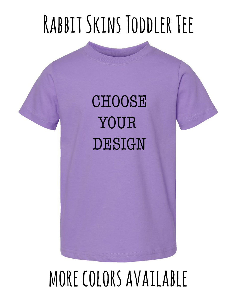A purple t-shirt with the text "CHOOSE YOUR DESIGN" printed on it.