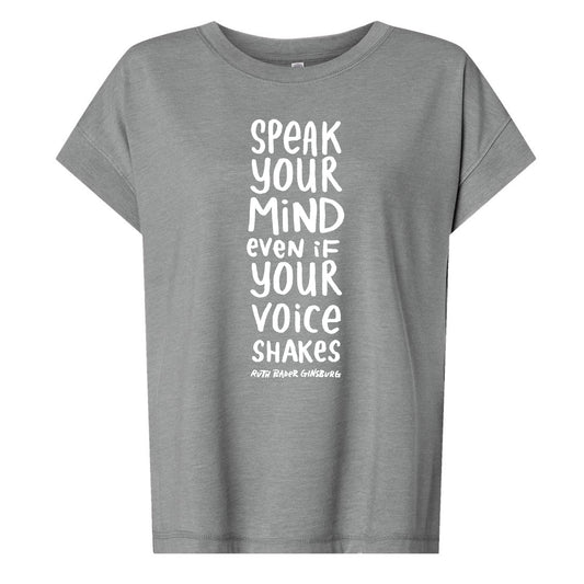 A gray t-shirt with a motivational quote printed on it.