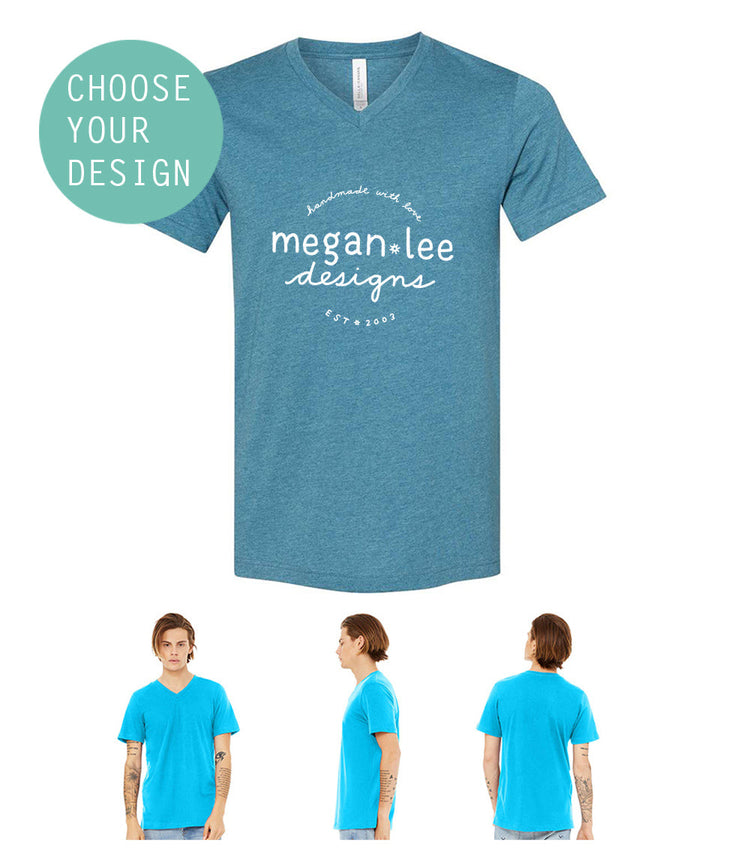 Made to Order Unisex V-Neck Custom T-Shirts : You Choose Fabric Color & Design
