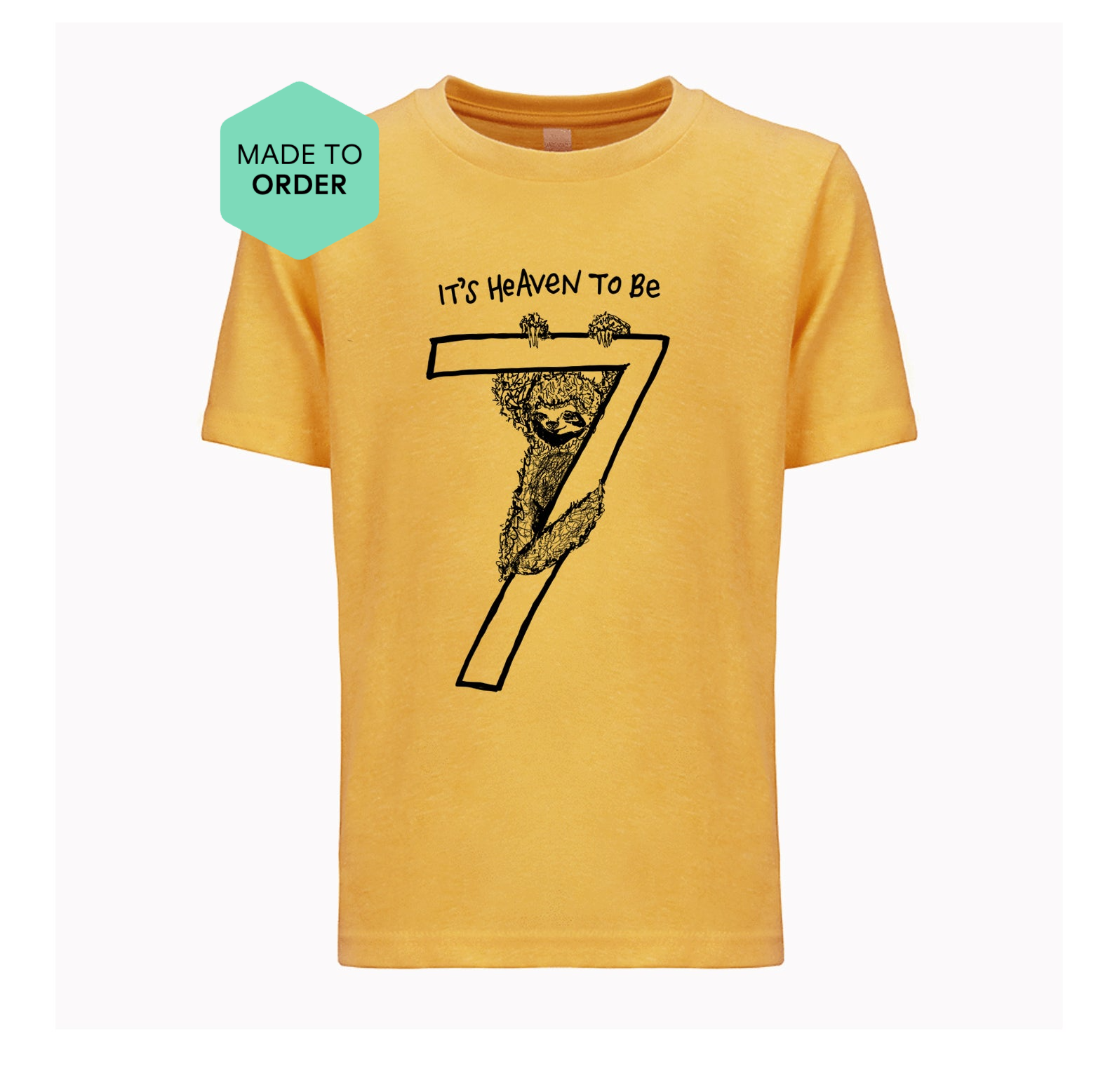 a yellow t - shirt with a picture of a bear on it