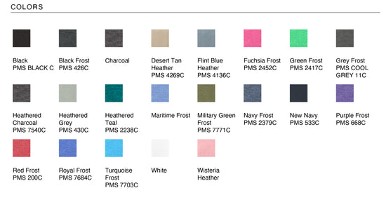 a collection of color swatches or images, each with a different color, arranged in a grid format. The colors include black, charcoal, desert tan, flint blue, fuchsia frost, green frost, grey frost, black frost, black frost, and grey frost. The image does not contain any text, and the descriptions provided are concise and avoid redundancy.
