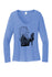 a blue shirt with a drawing of a woman holding a microphone