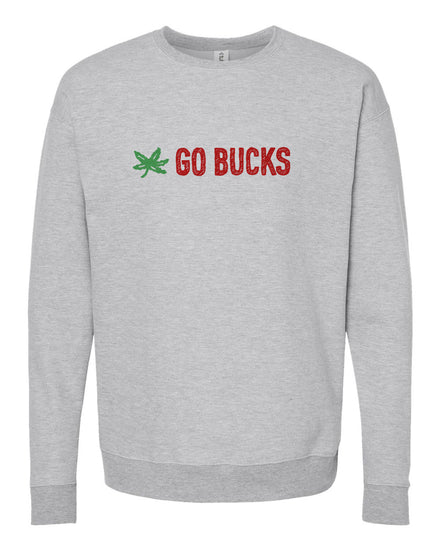 A gray sweatshirt with the text "GO BUCKS" printed on it.