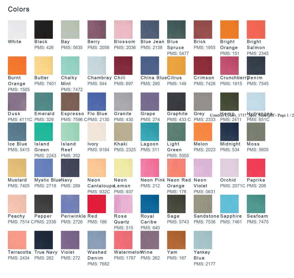 a color chart of different shades of paint