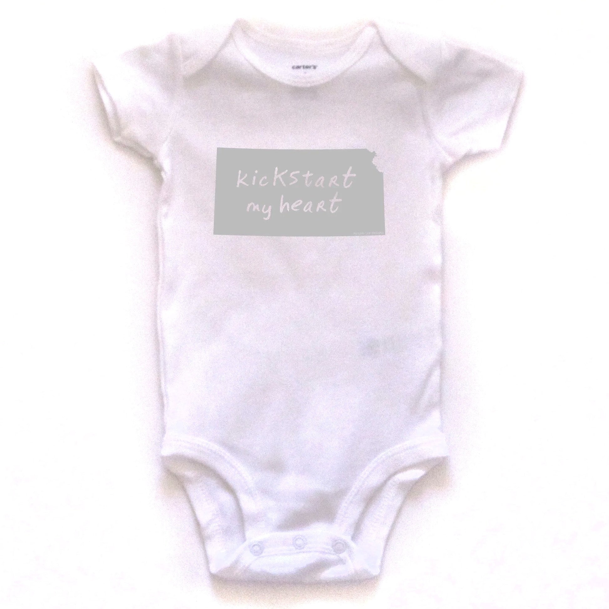 Kansas : kicKStart my heart bodysuit (white), Baby Apparel - Megan Lee Designs