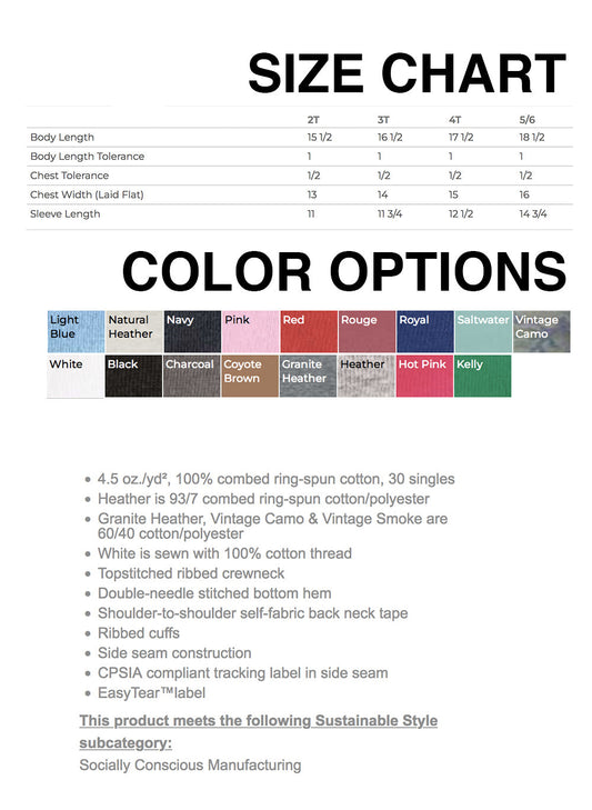 Made to Order Toddler Long-Sleeve Tee : You Choose Fabric Color & Design
