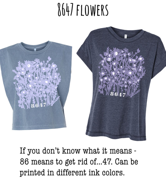 two t-shirts with a floral design, and there is text below the images explaining the meaning of the numbers printed on the t-shirts.