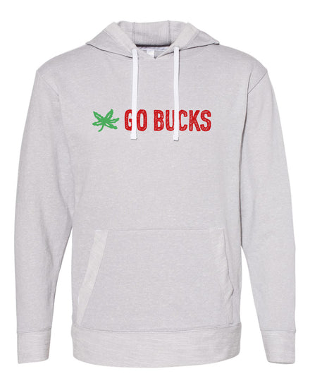 A gray hoodie with the text "GO BUCKS" printed on it.