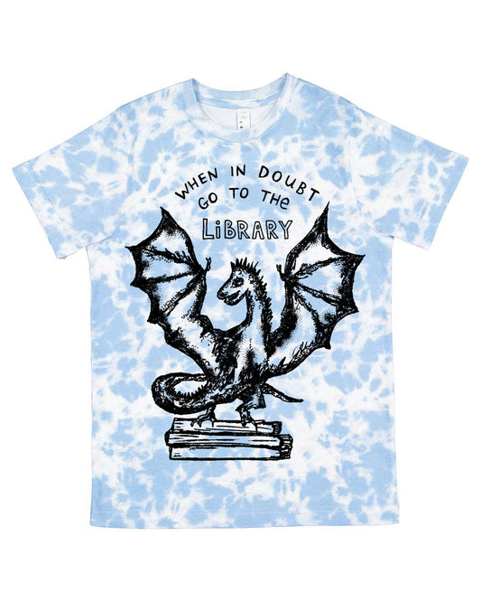 When in Doubt Go to the Library Dragon Tie Dye : Kid's  Tee