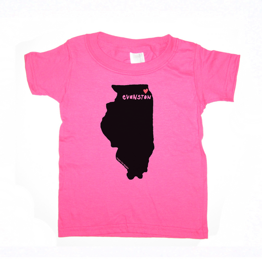 Kids Graphic Tee – Evanston Love Hand Printed Soft Cotton Youth Shirt