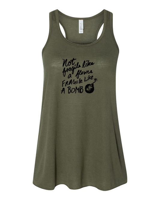 Women's Flowy Tank - Flower Bomb Racerback Top | Soft Cotton Casual Sleeveless