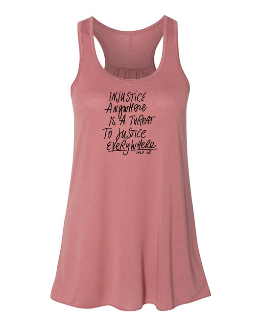 Women's Flowy Tank | Injustice Racerback Top - Soft Cotton, Eco Friendly Apparel
