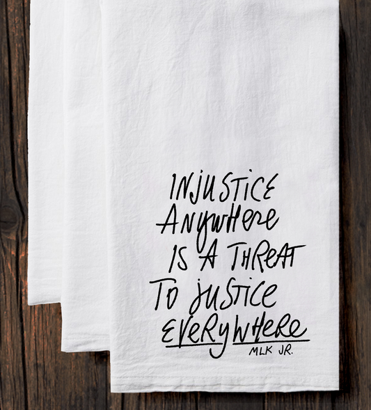 Justice Tea Towel – Soft Cotton Kitchen Hand Towel with Hanging Loop