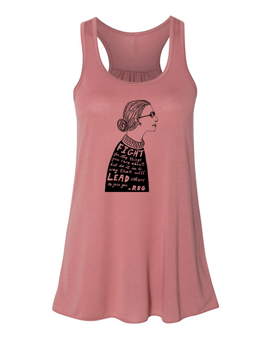 Women's Flowy Tank by Megan Lee Designs – Hand Printed Racerback Top, Soft Cotton