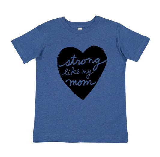 Kids Graphic Tee – Strong Like Mom Shirt | Hand Printed Youth Cotton T-Shirt