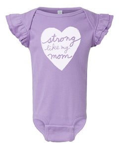 Strong like my Mom : Baby Onesie with Flutter Sleeves (Lilac)