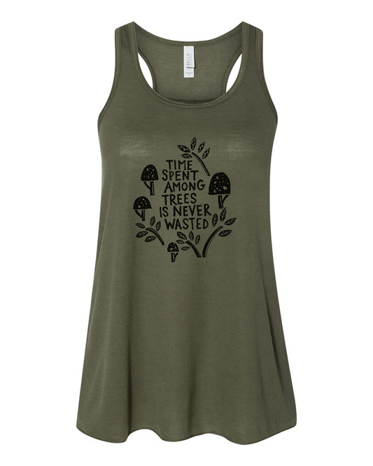 Womens Flowy Tank – Trees Design | Soft Cotton, Eco Friendly Apparel