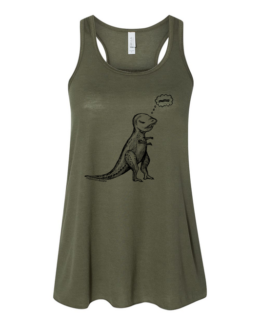 Women's Flowy Tank | T Rex Graphic Tank Top – Soft Cotton Racerback Style