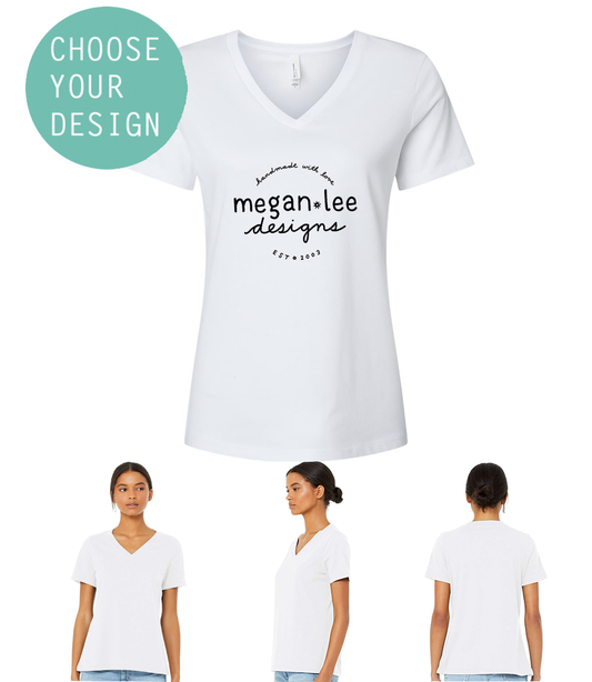 Women's V Neck Tee - Custom Design T-Shirt | Tri-Blend Fabric Relaxed Fit