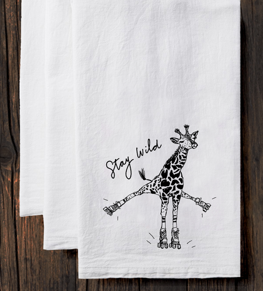 Stay Wild Tea Towel – Soft Cotton Kitchen Hand Towel with Hanging Loop