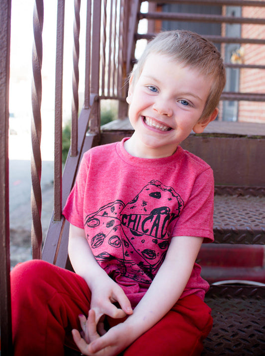 Chicago Pizza Kid's Tee – Kids Graphic Tee With Soft Cotton Fabric, Machine Washable