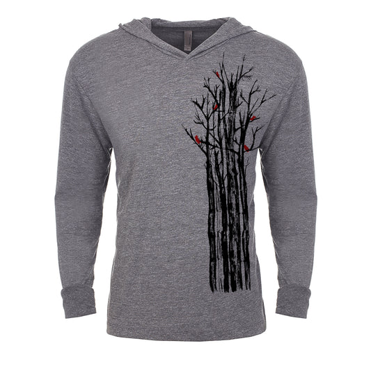 Unisex Hoodie – Hand Printed Winter Trees Eco Friendly Soft Cotton Sweatshirt