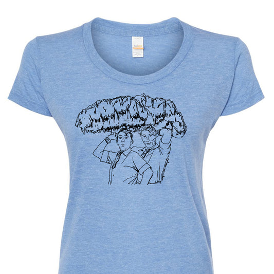 Women's Tee - Misters Hand Printed Tri-Blend Shirt With Scooped Neckline Soft Cotton