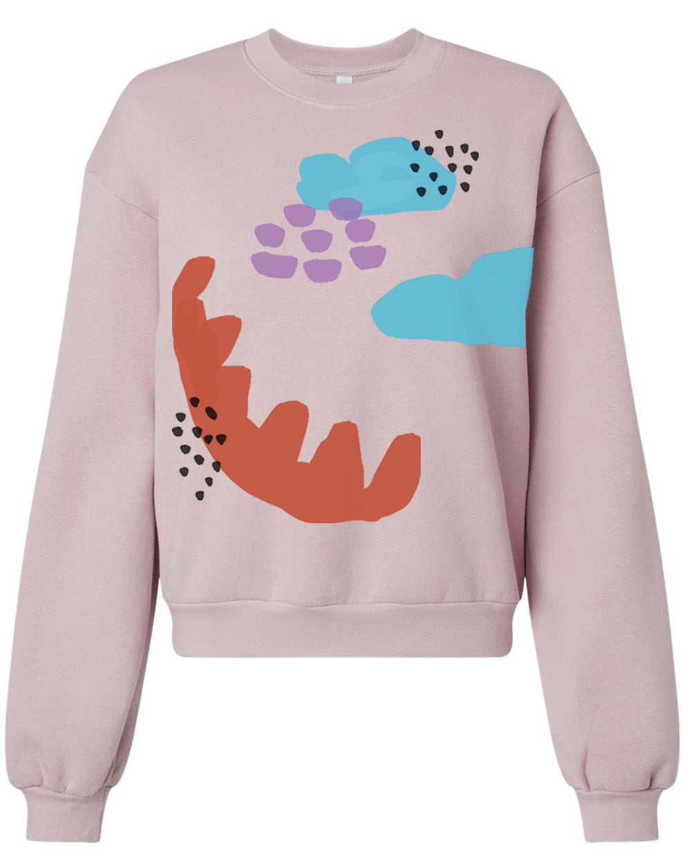 a pink sweatshirt with an image of a dinosaur on it