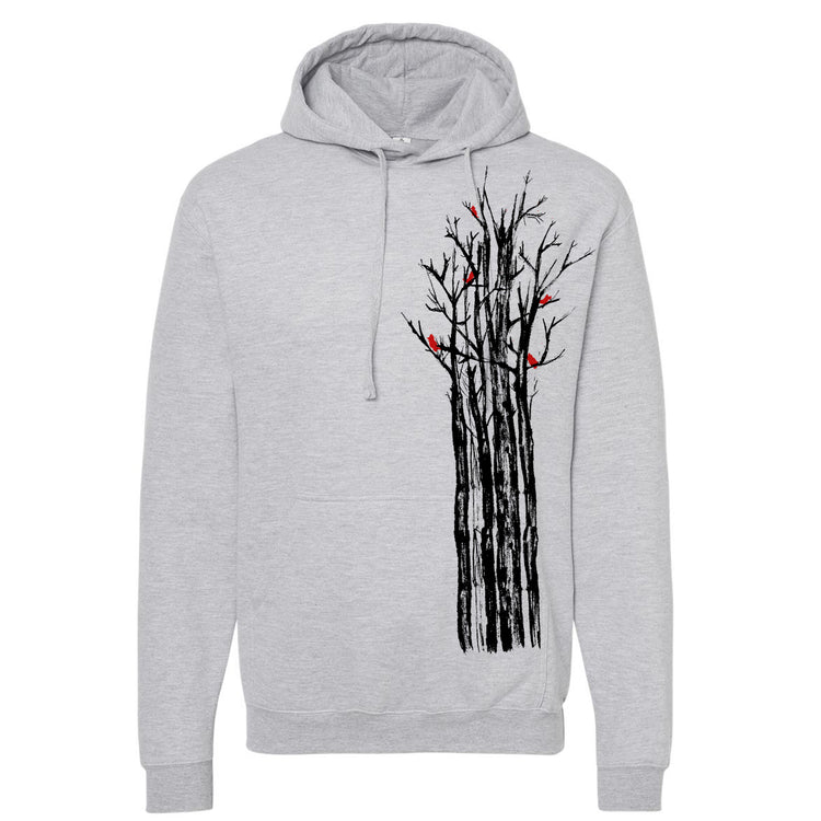 Unisex Hoodie Winter Trees Design – Soft Eco Friendly Hand Printed Pullover