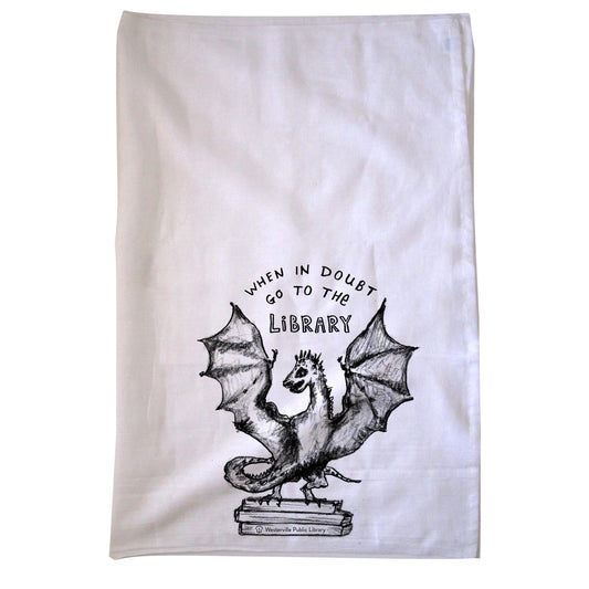 Book Dragon Tea Towel – Soft Cotton Kitchen Linen with Hanging Loop