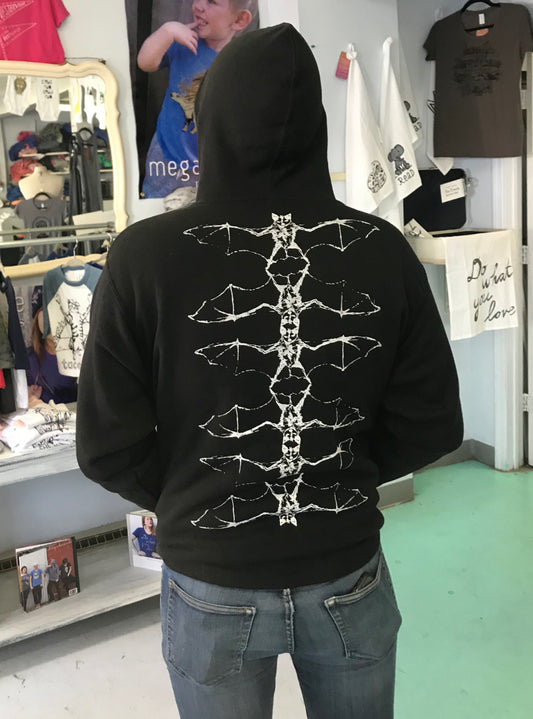 Zip Hoodie Bat Design – Soft Cotton Unisex Brass Zipper Cozy Streetwear Jacket