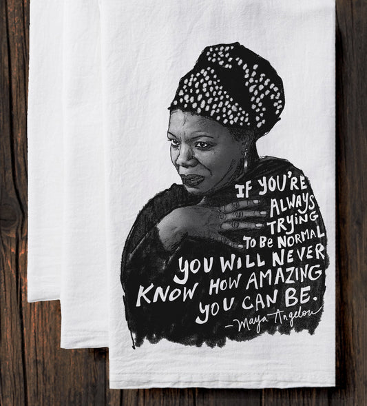 Cotton Tea Towel – Maya Angelou Design | Soft Kitchen Towel With Hanging Loop