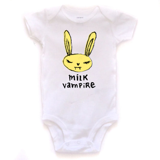 Baby Onesie Organic Cotton Infant Bodysuit – Milk Vampire Soft Machine Washable
