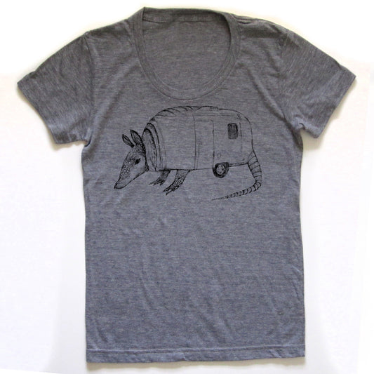 Women Tri-Blend Tee – Austin Armadillo Shirt | Soft Eco Friendly Screen Printed Top