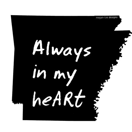 Arkansas : Always in my heARt bodysuit (white), Baby Apparel - Megan Lee Designs