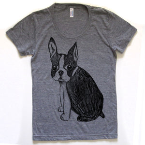 Boston Terrier : women tri-blend tee, Women's Apparel - Megan Lee Designs