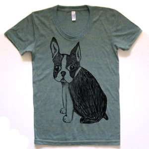 Boston Terrier : women tri-blend tee, Women's Apparel - Megan Lee Designs