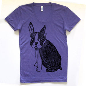 Boston Terrier : women tri-blend tee, Women's Apparel - Megan Lee Designs